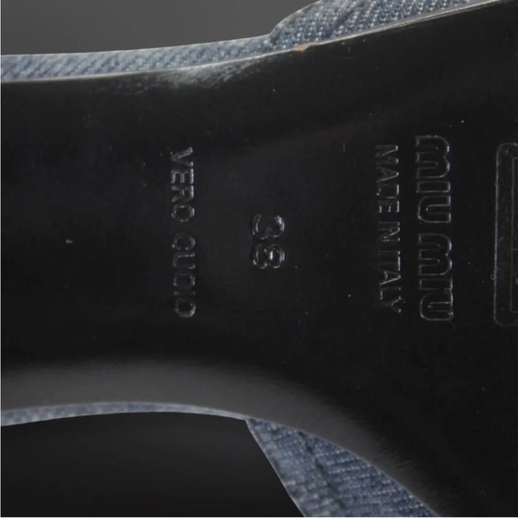 MIU MIU WOMENS KNOTTED FRINGE DENIM SLIDE SANDALS BLUE SIZE 38 - Picture 6 of 7